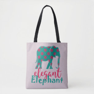 Tote Bag Élégante silhouette florale drôle d'éléphant fémin