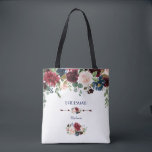 Tote Bag Élégante Sirène de marine Merlot bleu Floral Bride<br><div class="desc">Elégant design de carte avec merlot d'aquarelle et bouquets de fleurs bleu marine, séparateur floral, belle écriture manuscrite et polices spéciales. Il pourrait être un grand choix pour n'importe quel mariage de saison, en particulier, pour les mariages de automne et l'hiver. Utilisez l'outil Personnaliser pour ajouter vos informations, apporter des...</div>