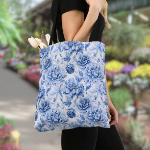 Tote Bag Elégante toile bleue de Jouy