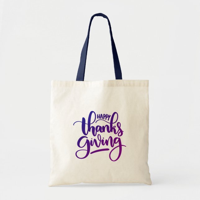 Tote Bag Élégante typographie de Bon thanksgiving (Devant)