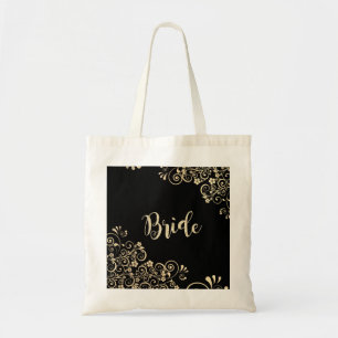 Tote Bag Élégantes Fleurs Dorées Chic, Mariée