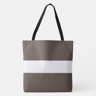 Tote Bag Élégantes rayures marron et blanches sportives lar