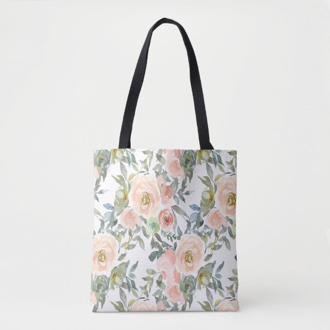 Tote Bag Élégantes Roses Chic, Message Motivationnel  (Devant)