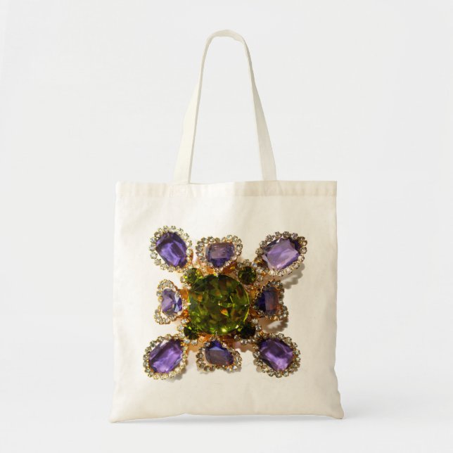 Tote Bag Élégants diamants pierres précieuses violettes ver (Devant)