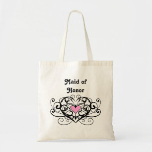 Tote Bag Élégants tourbillons et coeurs servante d'honneur