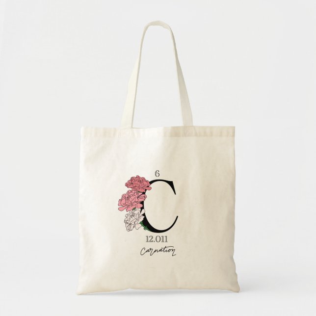 Tote Bag Élément carbone floral (Devant)