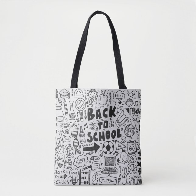 Tote Bag élément scolaire de gribouillage dessiné à la main (Devant)