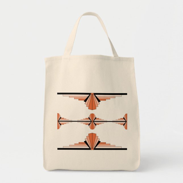 Tote Bag Éléments Art déco en orange pastel (Devant)