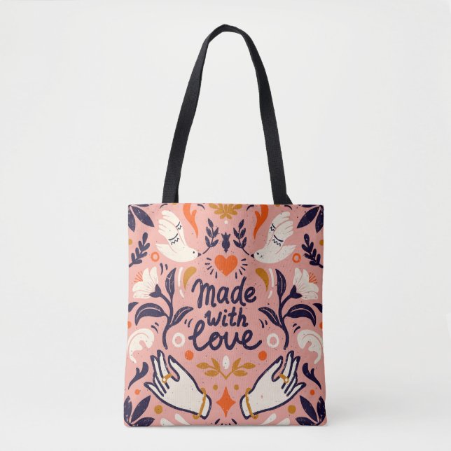 Tote Bag Éléments d'amour : composition rose vintage. (Devant)
