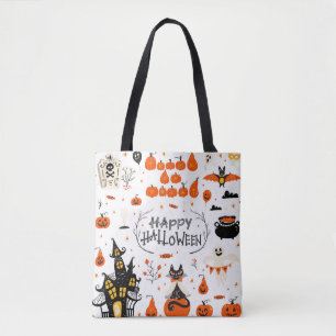 Tote Bag Eléments de design Halloween. Cliparts d'Hallowee