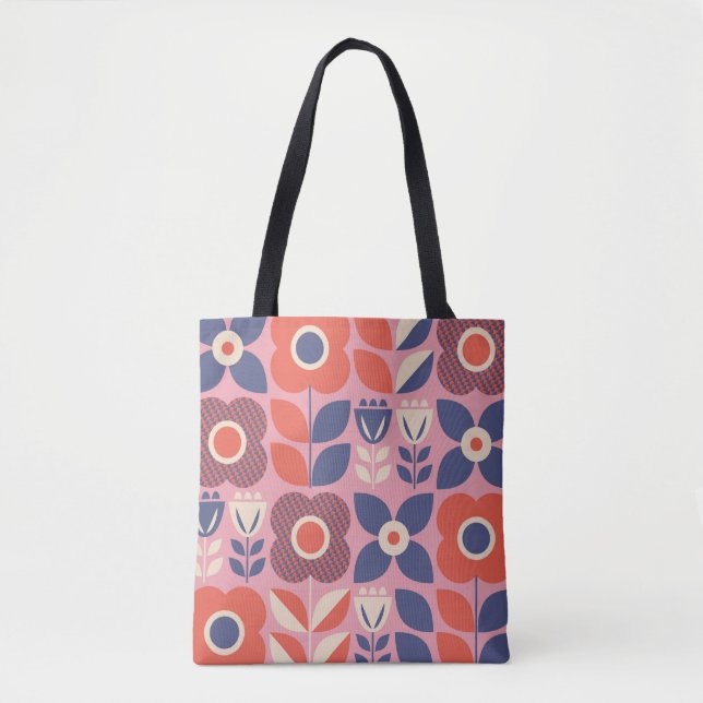 Tote Bag Eléments floraux scandinaves rétro (Devant)