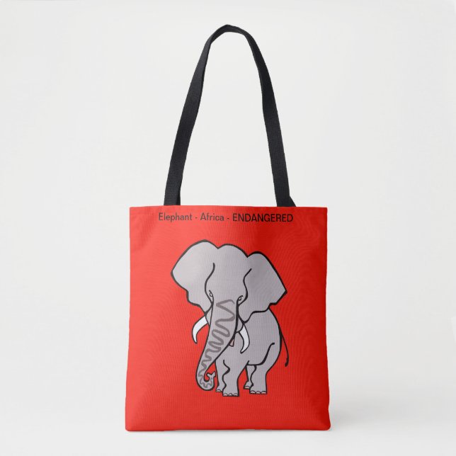 Tote Bag ELEPHANT Africain -Animaux en voie de disparition  (Devant)