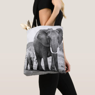 Tote Bag Éléphant africain et veaux Kenya, Afrique