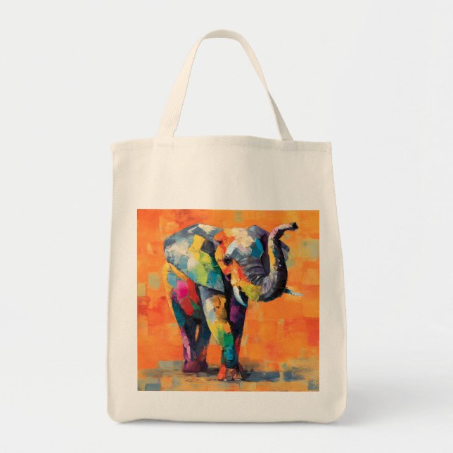 Tote Bag Eléphant arc-en-ciel Abstrait (Devant)