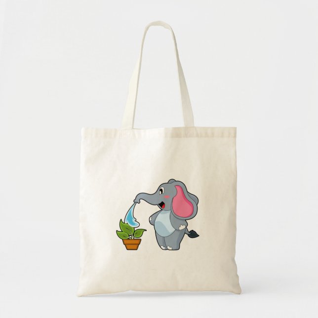 Tote Bag Eléphant avec Plante (Devant)