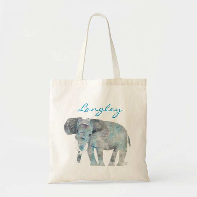 Tote Bag ÉLÉPHANT d'aquarelle coupant fourre-tout (Devant)