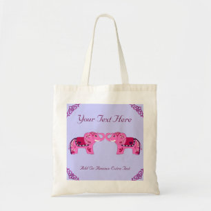 Tote Bag Éléphant de henné (rose/violet)