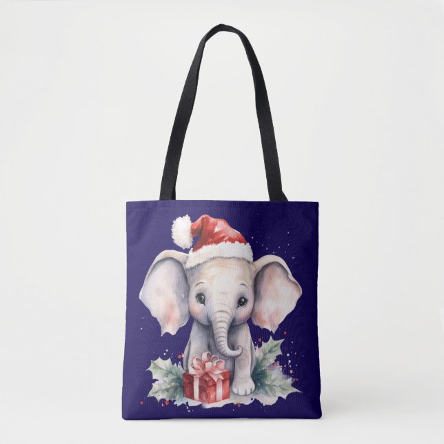 Tote Bag Éléphant de Noël mignon (Devant)