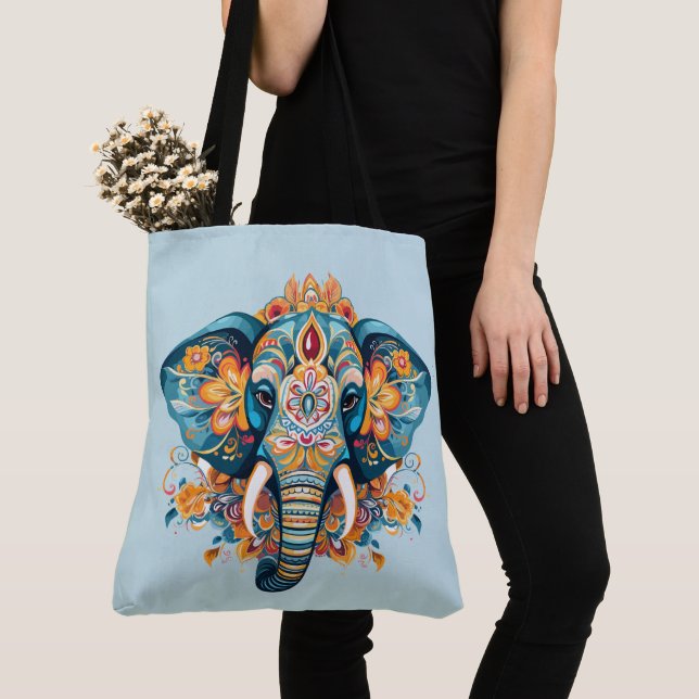 Tote Bag Eléphant de style bohémien (De près)