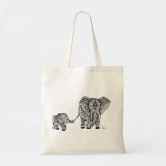 Tote Bag Éléphant et bébé fourre-tout