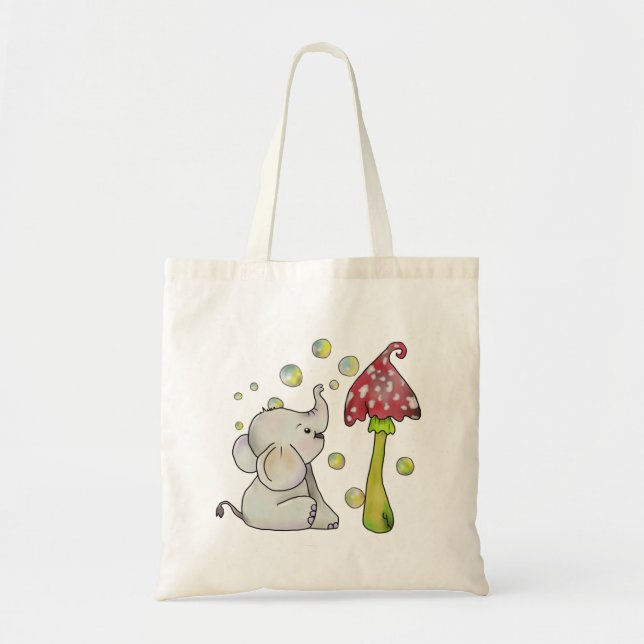 Tote Bag Éléphant et champignon (Devant)