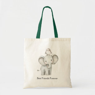 Tote Bag Éléphant et oiseau meilleurs amis