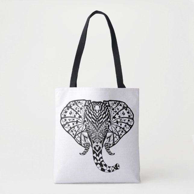Tote Bag Éléphant ethnique 2 de motif (Devant)