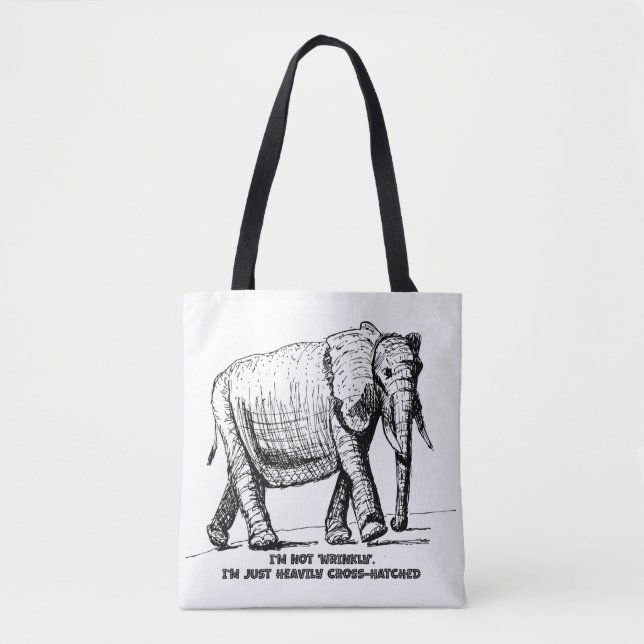 Tote Bag Éléphant Hachuré Lourdement (Devant)