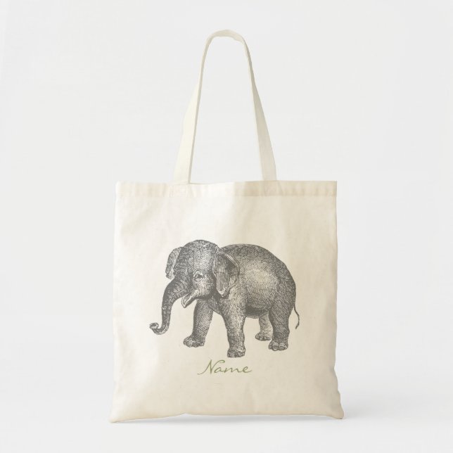 Tote Bag Éléphant heureux vintage de bébé (Devant)