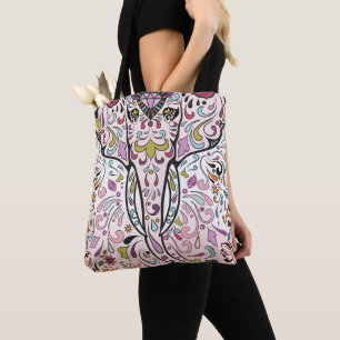 Tote Bag Elephant Hindi Inde Motif crâne sucre