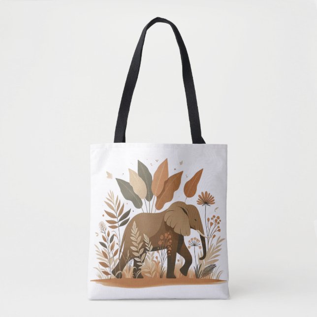 Tote Bag Elephant in Botanical Jungle – Elefante en Selva B (Devant)