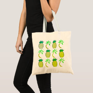 Tote Bag Éléphant jaune et vert Fourre-tout d'ananas