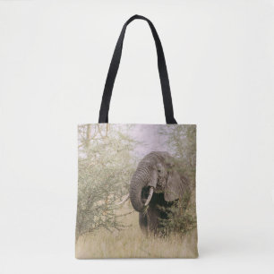 TOTE BAG ÉLÉPHANT MANGEANT D'UN ARBRE