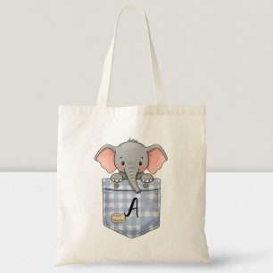 Tote Bag Éléphant mignon regardant depuis une poche avec in