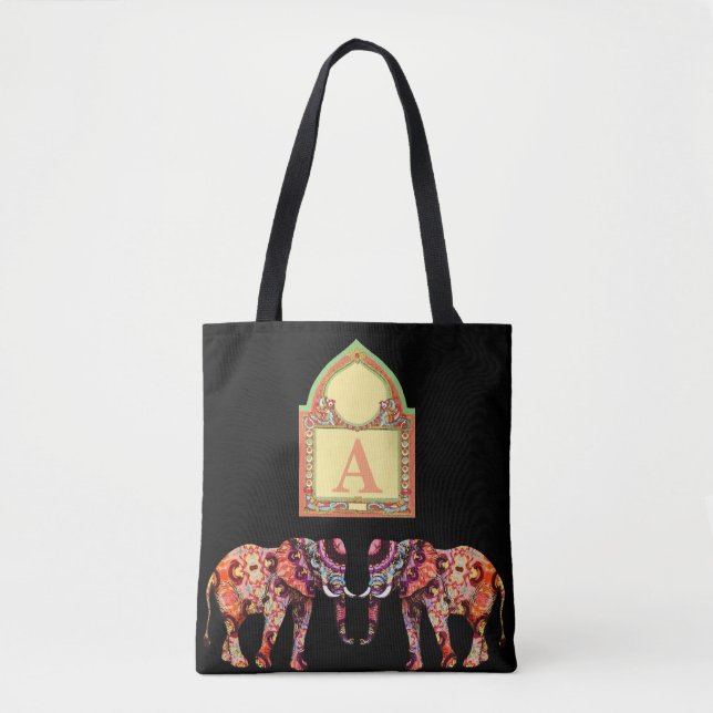 Tote Bag Éléphant noir (Devant)