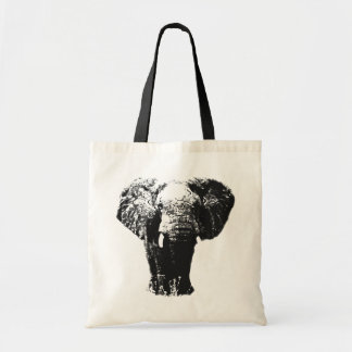 Tote Bag Eléphant noir & blanc Pop Art
