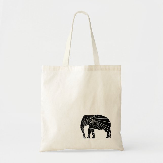 Tote Bag Éléphant noir géométrique (Devant)