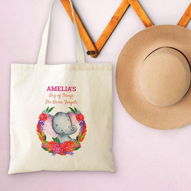 Tote Bag Elephant n'oublie jamais les enfants mignons et co (Créateur téléchargé)