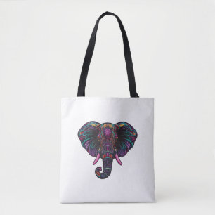 Tote Bag Eléphant psychédélique coloré