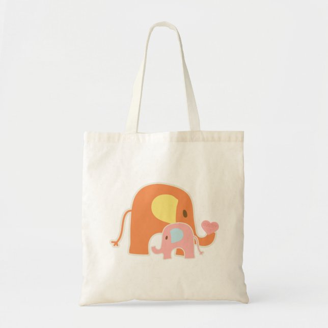 Tote Bag Eléphant rose bébé fille Fourre-tout (Devant)
