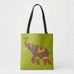 Tote Bag Éléphant vert festif