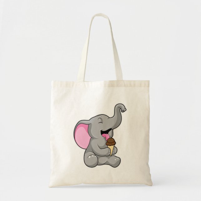 Tote Bag Elephant with chocolate gaufre ice cream (Devant)