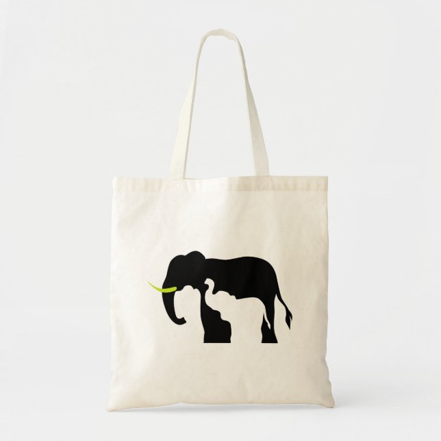 Tote Bag Eléphants noirs et blancs (Devant)
