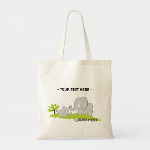 Tote Bag Elephants Organic Planet Canvas Reusable Bags