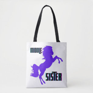 Tote Bag Élevage de poney violet de la sœur moyenne