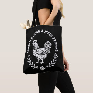 Tote Bag Élevage de poulet et collecte de Jésus