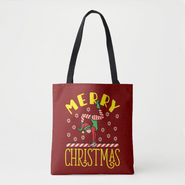 Tote Bag Elfe de gymnaste sur poutre Gymnastique Noël (Devant)