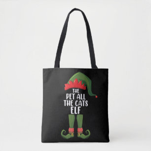 Tote Bag Elfe qui caresse tous les chats Noël en famille as