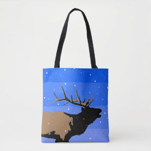 Tote Bag Elk bouillonnant en hiver - Art original de la fau