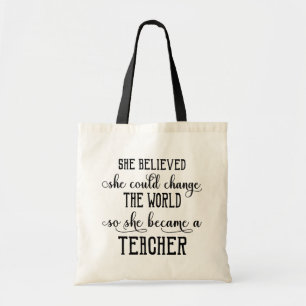 Tote Bag Elle a cru qu'elle pourrait changer le professeur